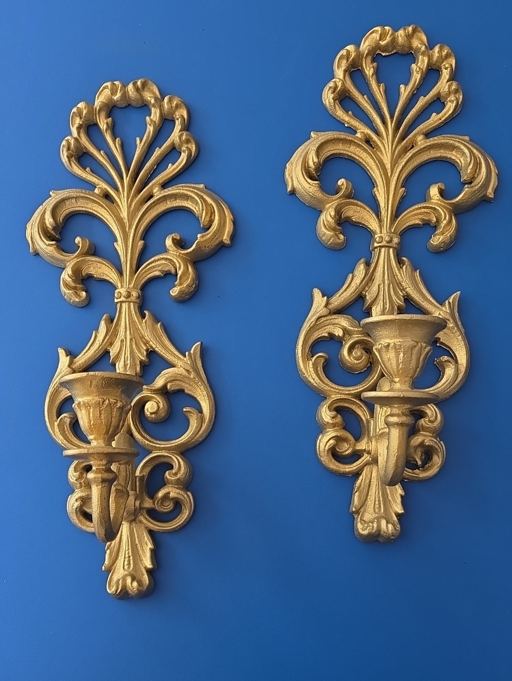 Gold Ornate Wall Sconce Pair - Classic Home Wall Decor